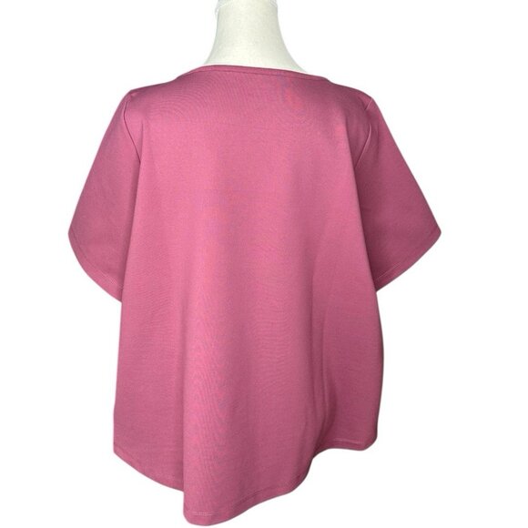 Betabrand Women’s NWT Mauve Purple Boat Neck Short Sleeve Boxy Hi-Low Top XL/C47 - Picture 4 of 11
